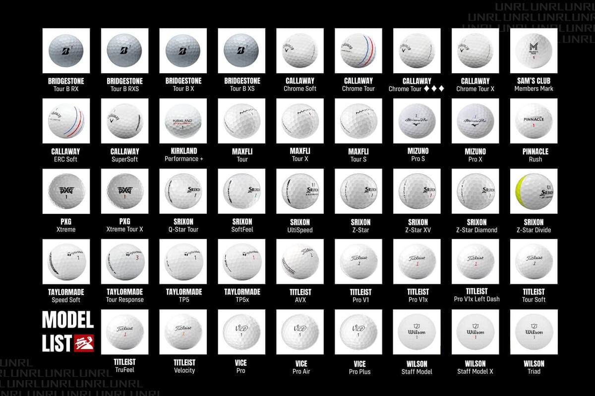 2025年ゴルフボールテストで検証対象となった複数ブランドのボールモデル一覧画像