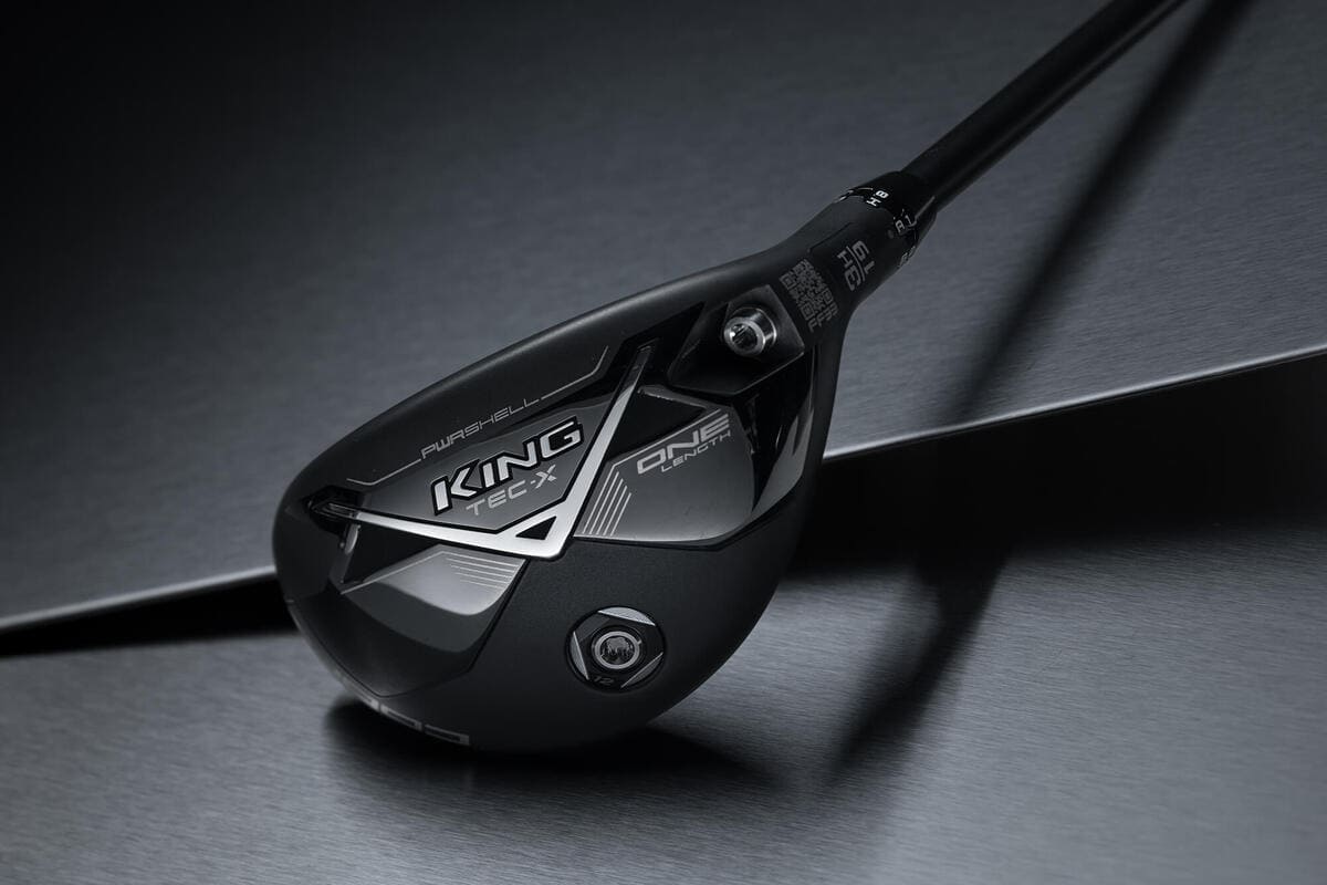 コブラゴルフ「KING TEC X ONE Length」ハイブリッド。ワンレングス設計によるスイングの安定性と高MOIヘッドを強調したモデル。
