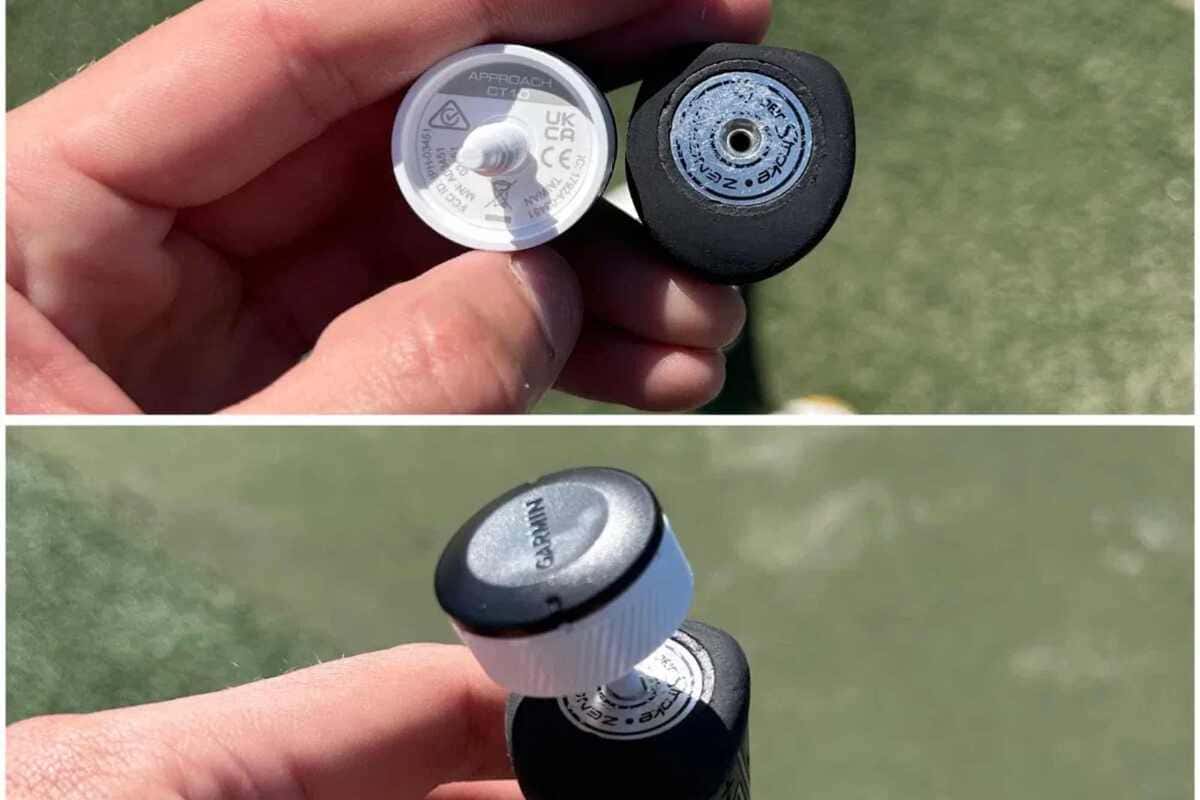 腕に装着したガーミン「Approach S70」。ゴルフと日常の両方に対応する高精細ディスプレイのゴルフGPSウォッチ。