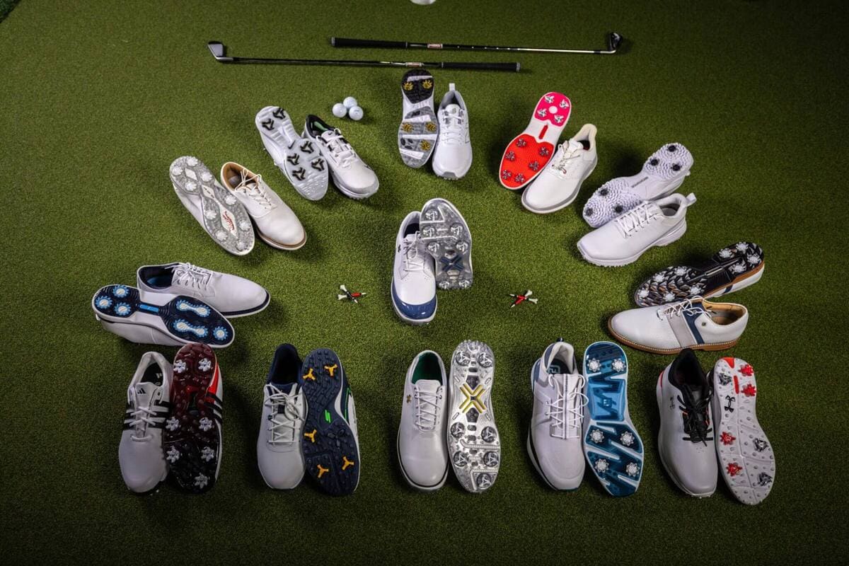 2025年Most Wantedテストに使用されたスパイクゴルフシューズを並べた比較イメージ