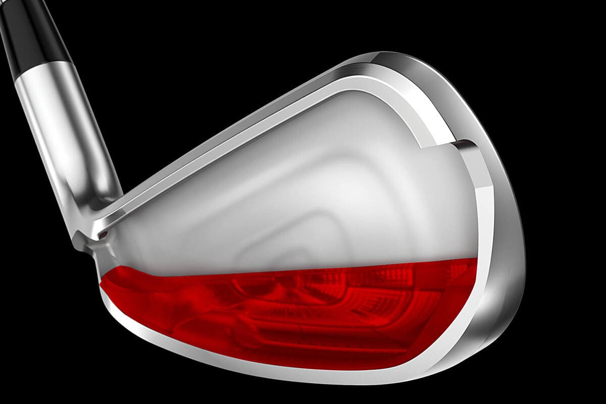 キャロウェイ「Quantum MAX OS」アイアンの内部ウレタン構造を示したカットモデル画像