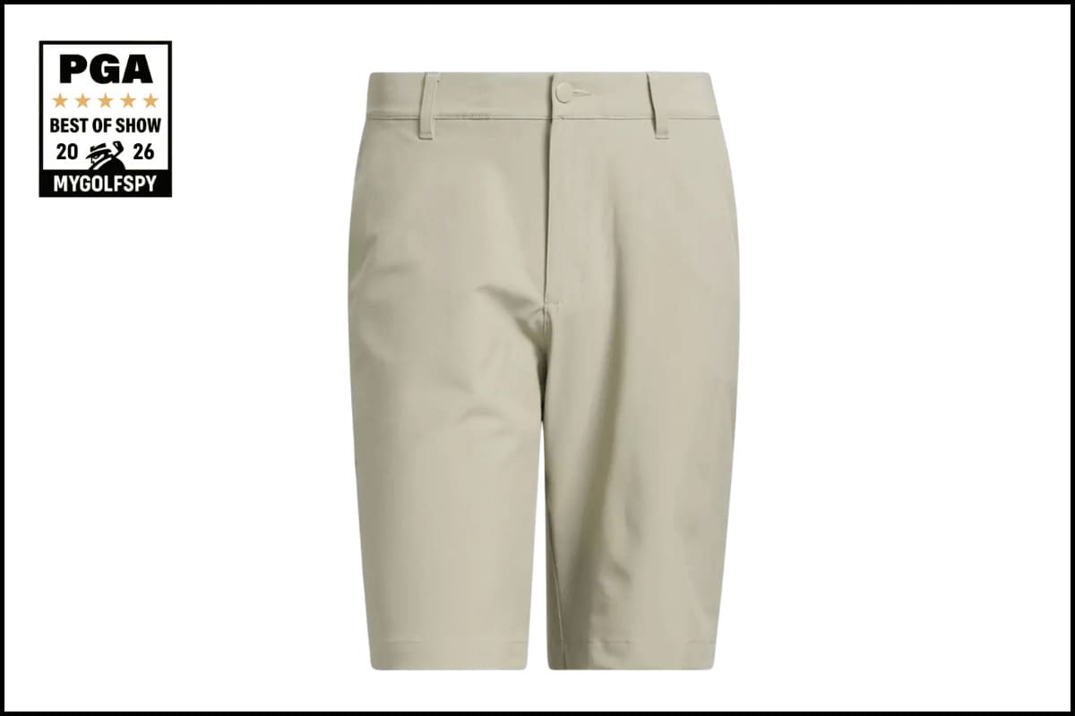 PGA Show 2026でMyGolfSpy Best of Showに選出された高機能ゴルフショーツの正面デザイン