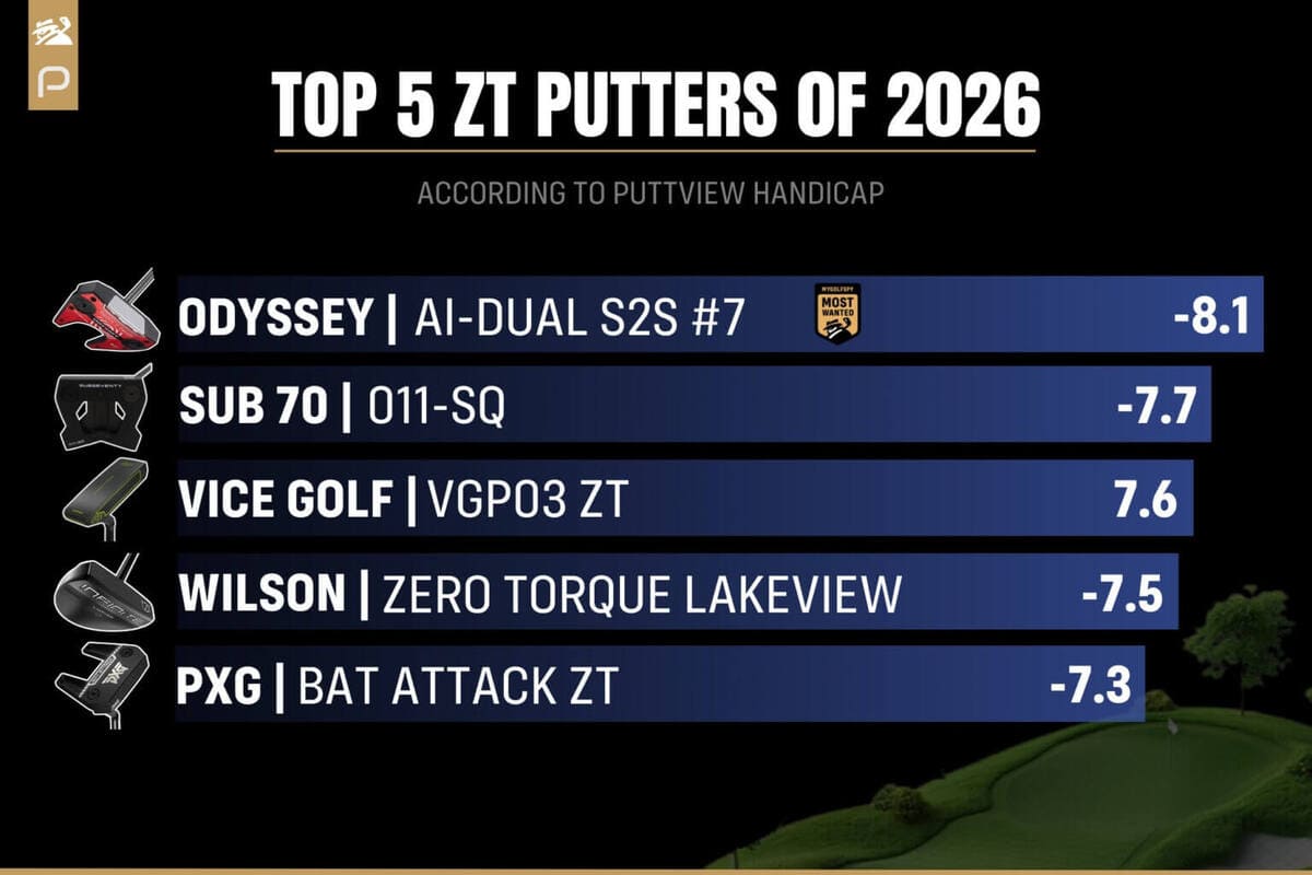 2026年ゼロトルクパター総合ランキングTOP5。PuttViewハンディキャップによるおすすめランキング。